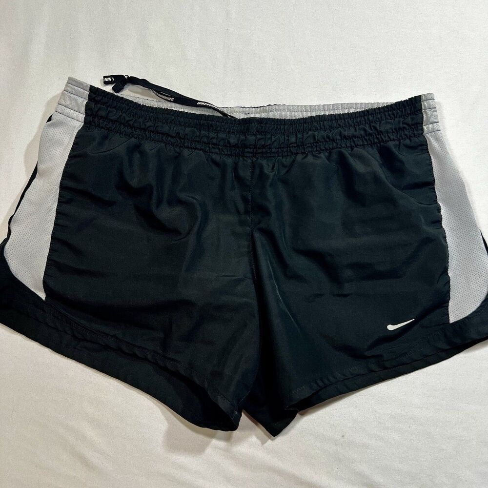 Nike Women's Dri-Fit Running Shorts Black Gray Mesh Side Panels Size M Lined